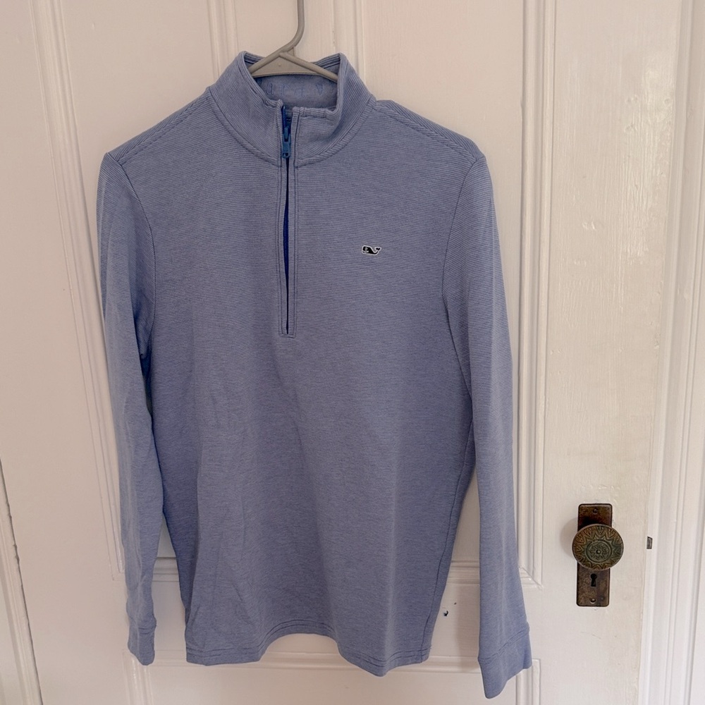 Vineyard Vines boys XL blue striped saltwater quarter zip